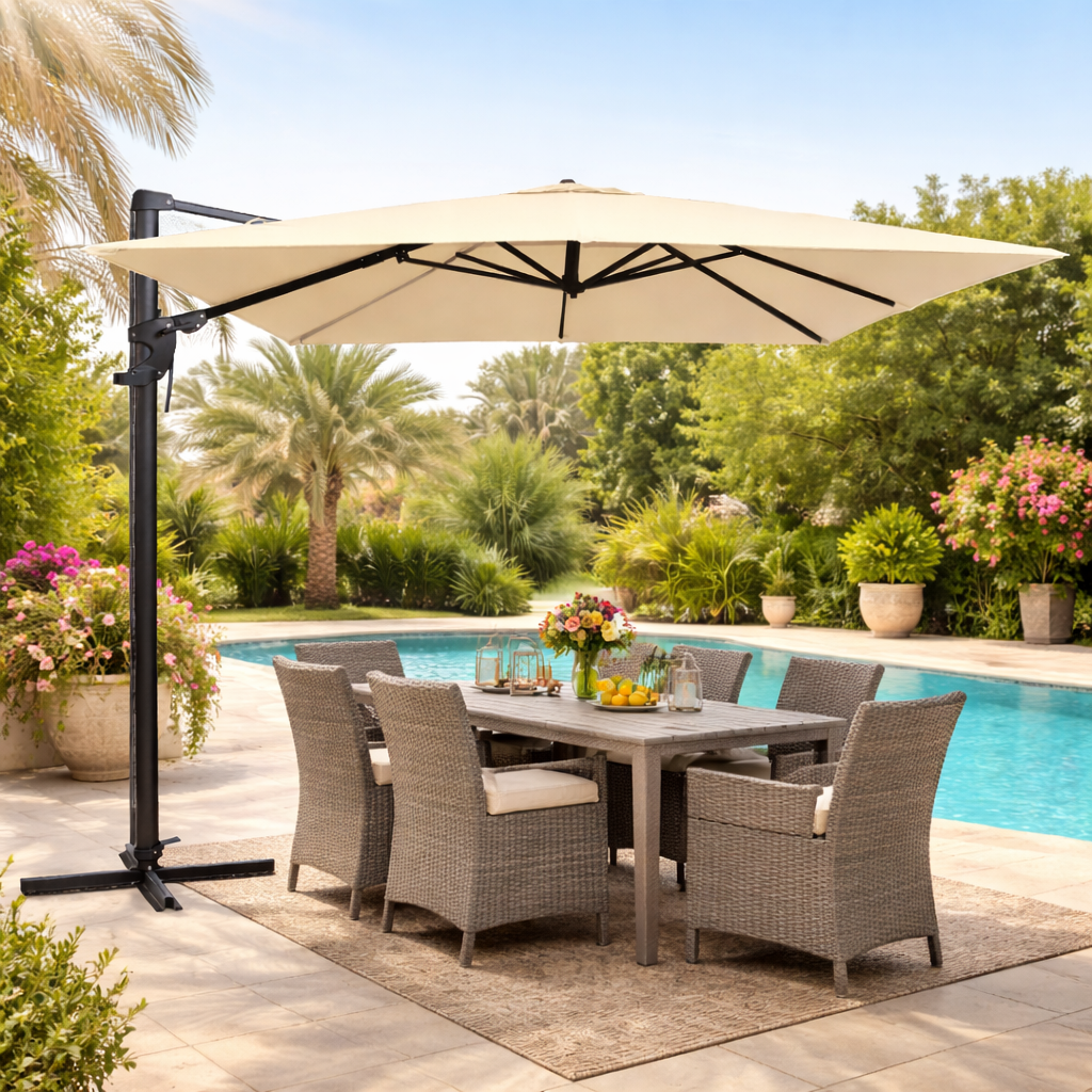 Parasol Monaco 300×300 cm – Ecru zweefparasol