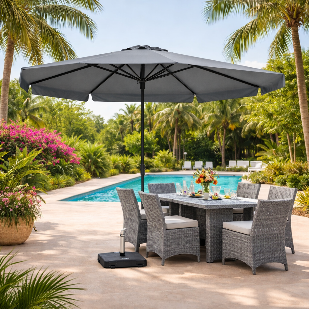 Parasol Madison - Syros - 350 cm – L. grijs staande parasol 300 cm lime groen (kopie)