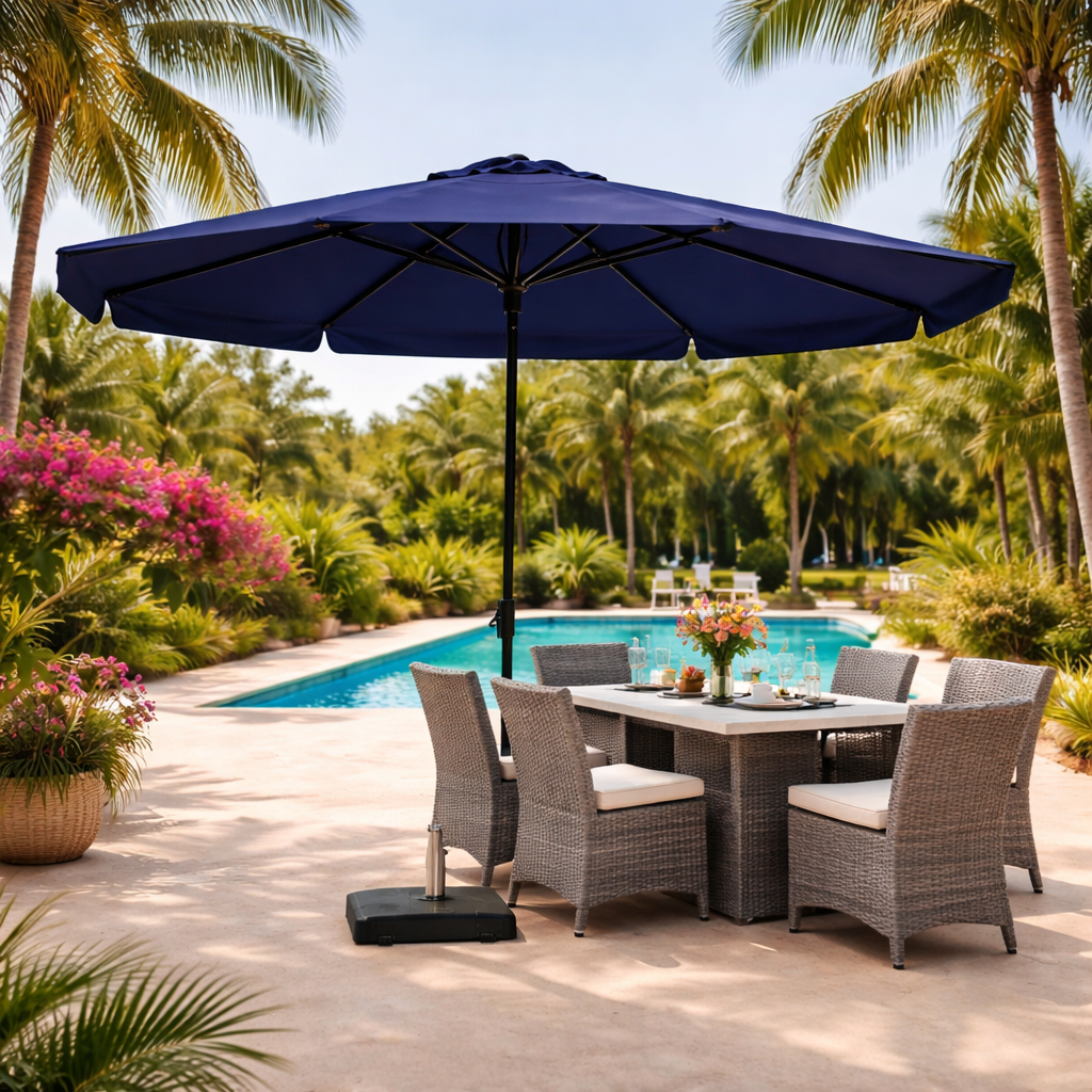Parasol Madison - Syros - 350 cm – Blauw staande parasol 300 cm lime groen (kopie)