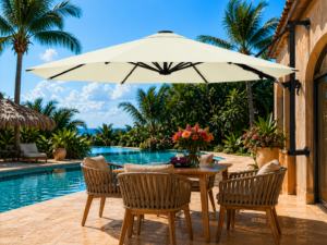 wand parasol 300 cm groen