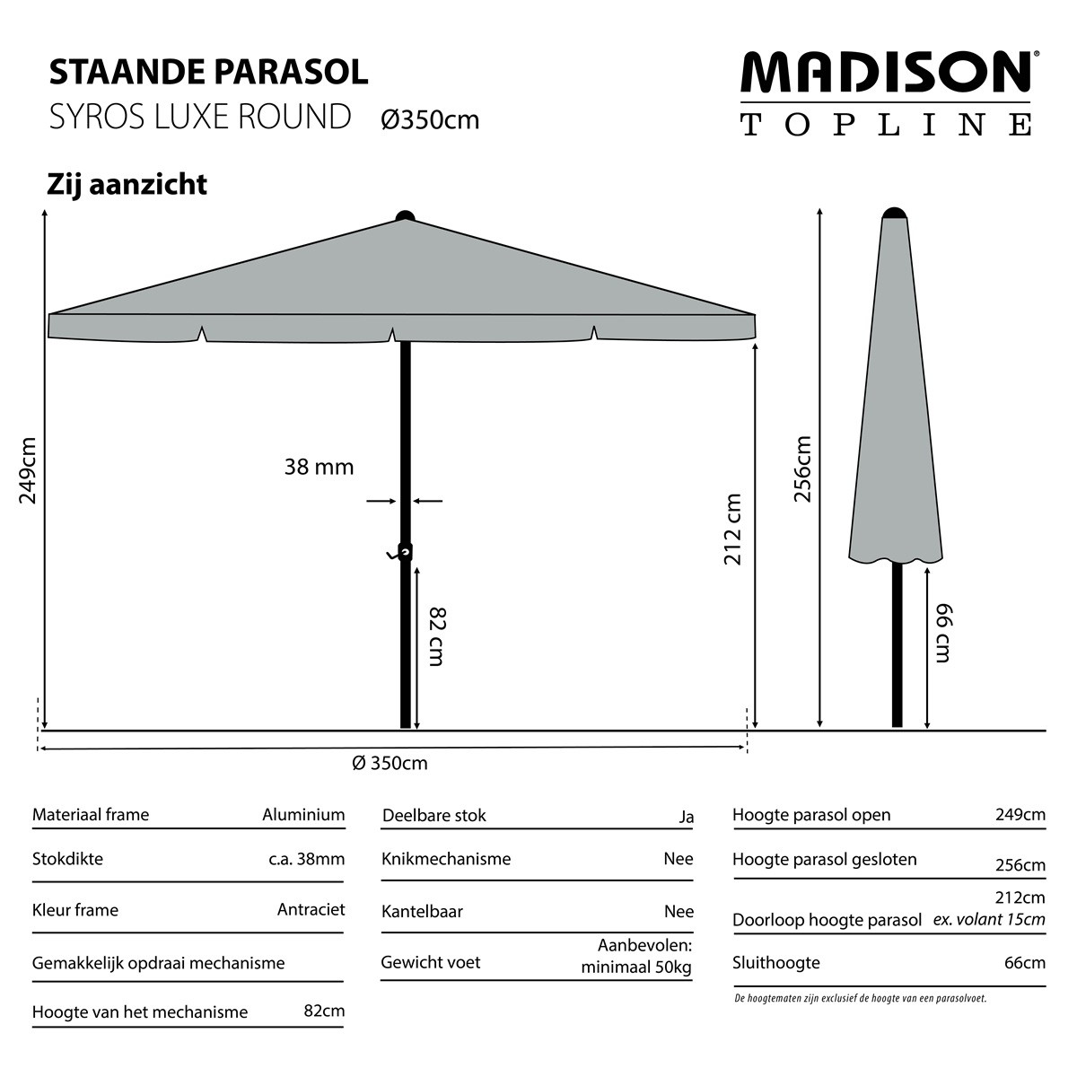 parasol syros luxe 350 cm – sage parasol syros luxe 350 cm – sage