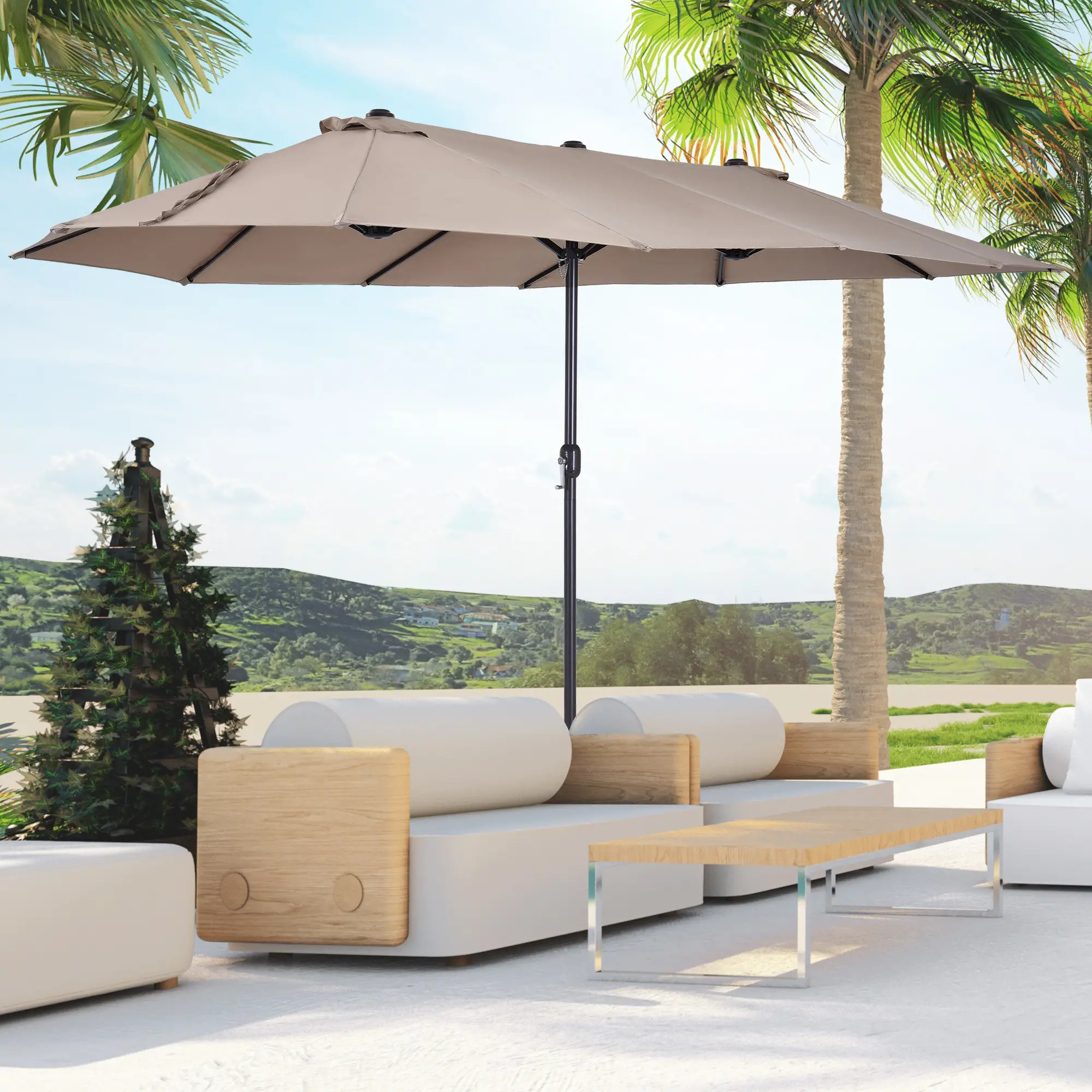parasol dubbelbreed 460x270 cm taupe parasol dubbelbreed 460x270 cm taupe
