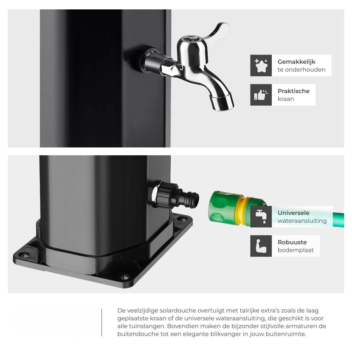 buiten/solardouche 35 ltr kunststof type of zwart buiten/solardouche 35 ltr kunststof type of zwart