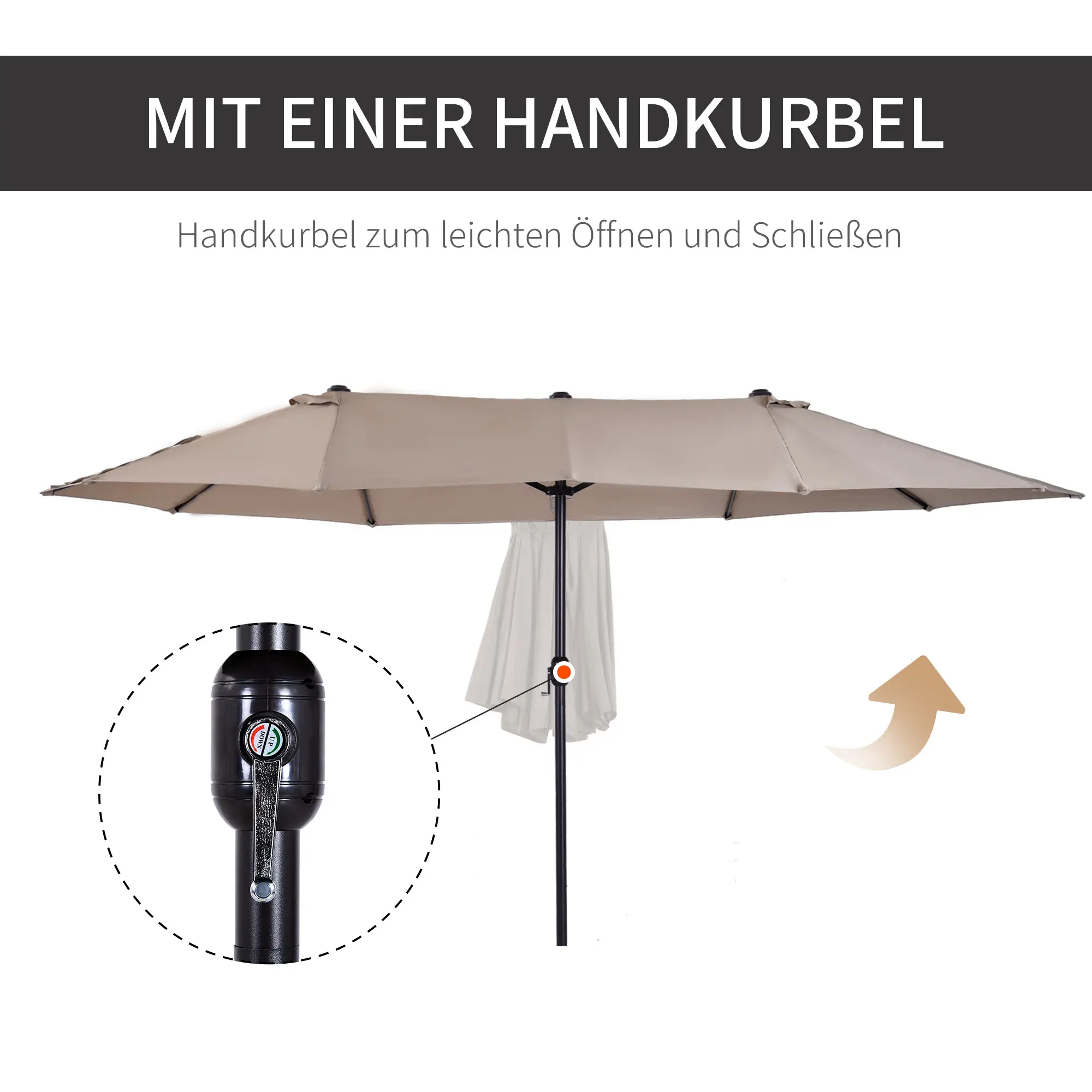 parasol dubbelbreed 460x270 cm taupe parasol dubbelbreed 460x270 cm taupe