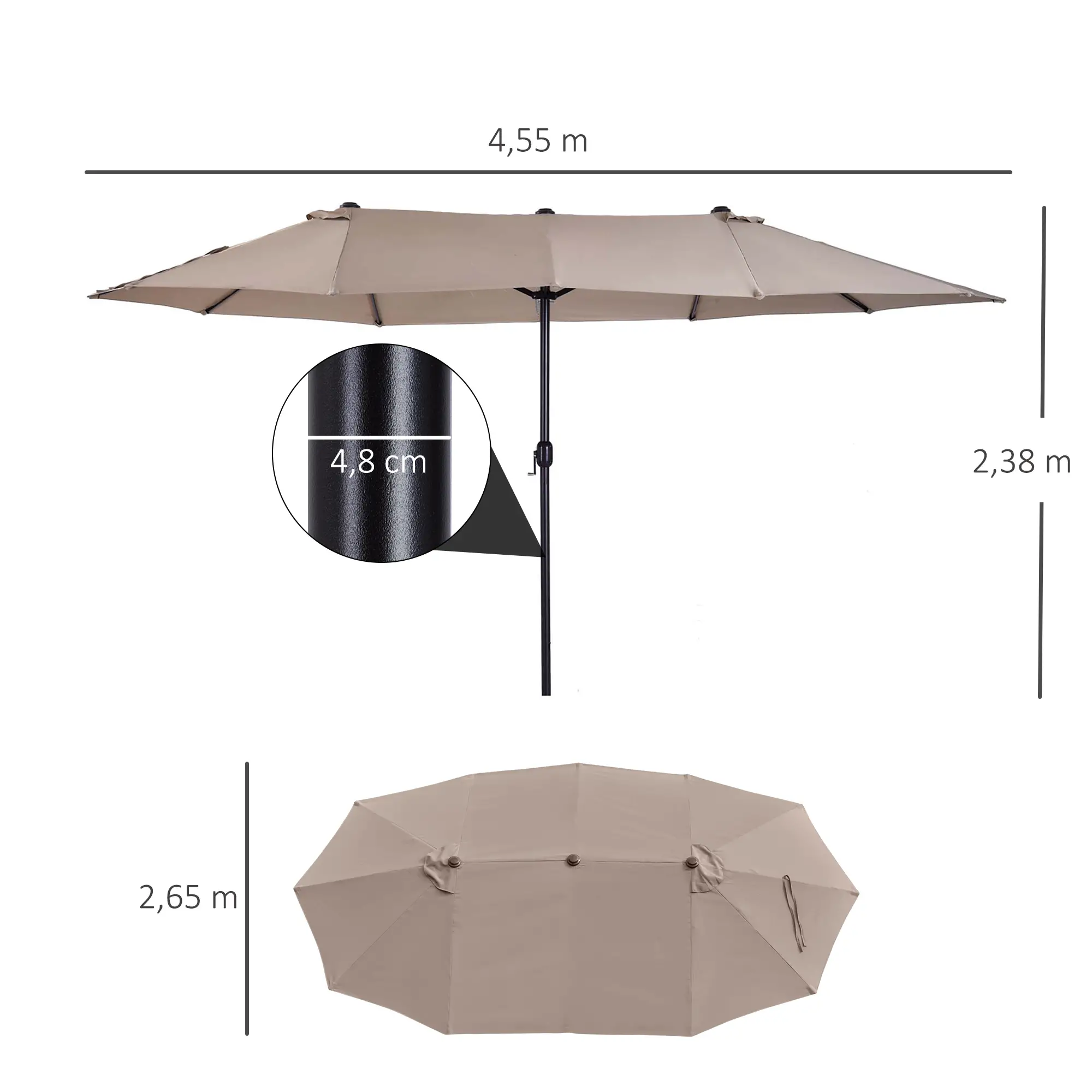 parasol dubbelbreed 460x270 cm taupe parasol dubbelbreed 460x270 cm taupe