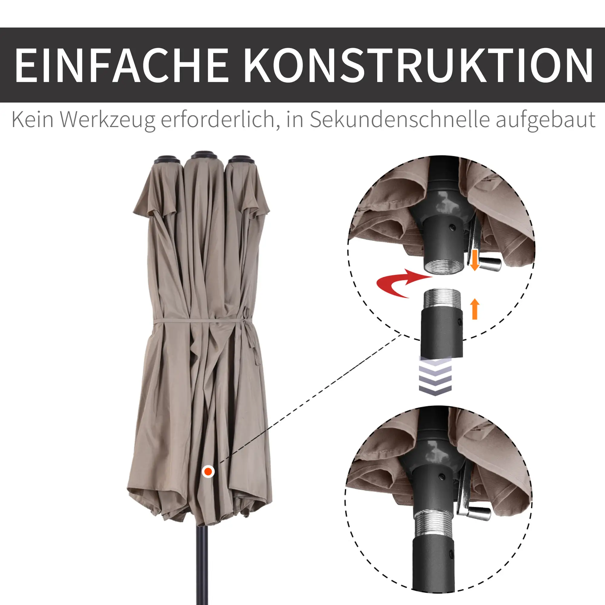parasol dubbelbreed 460x270 cm taupe parasol dubbelbreed 460x270 cm taupe