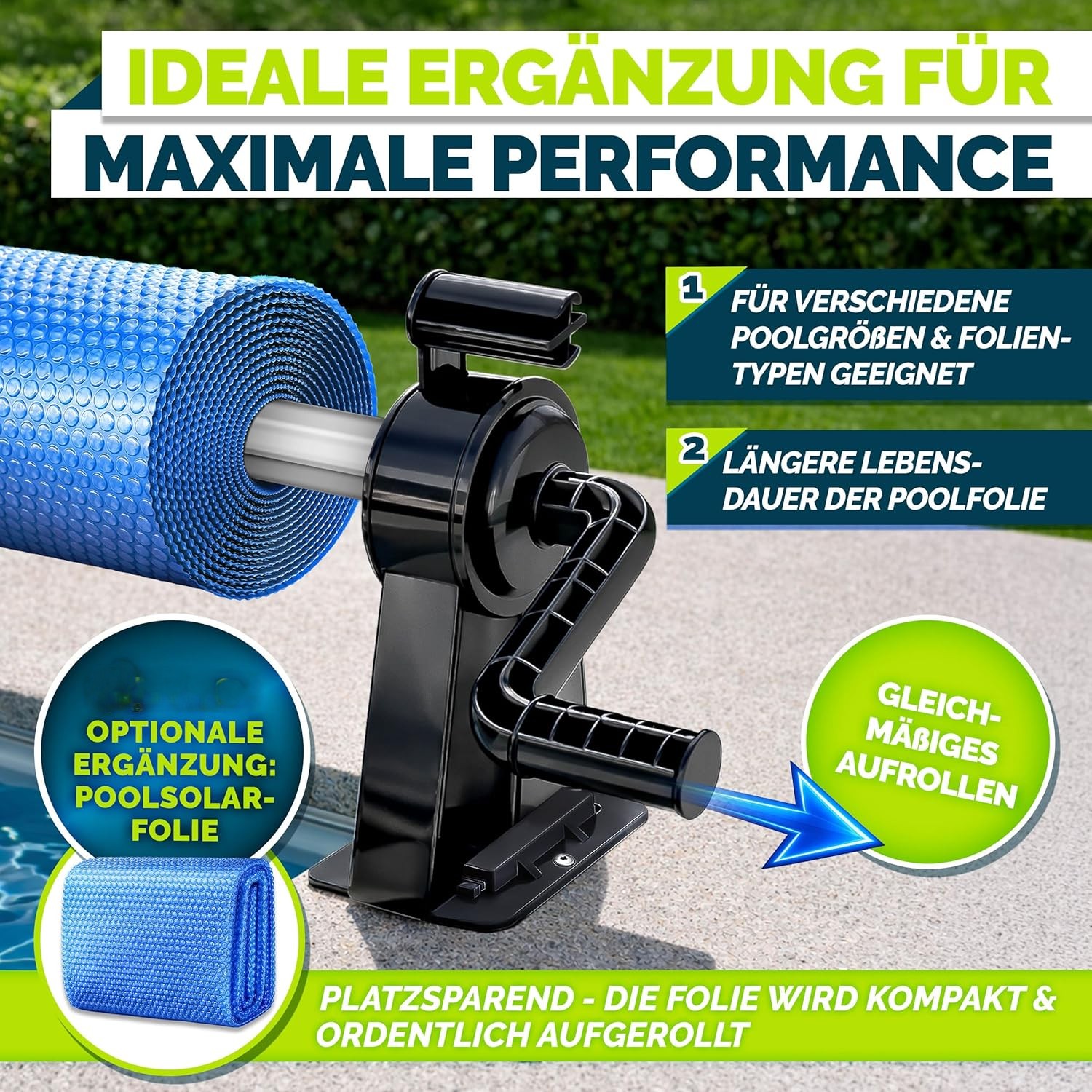 zwembad oproller 105tot 615 cm voor nop.folie zwart zwembad oproller 105tot 615 cm voor nop.folie zwart