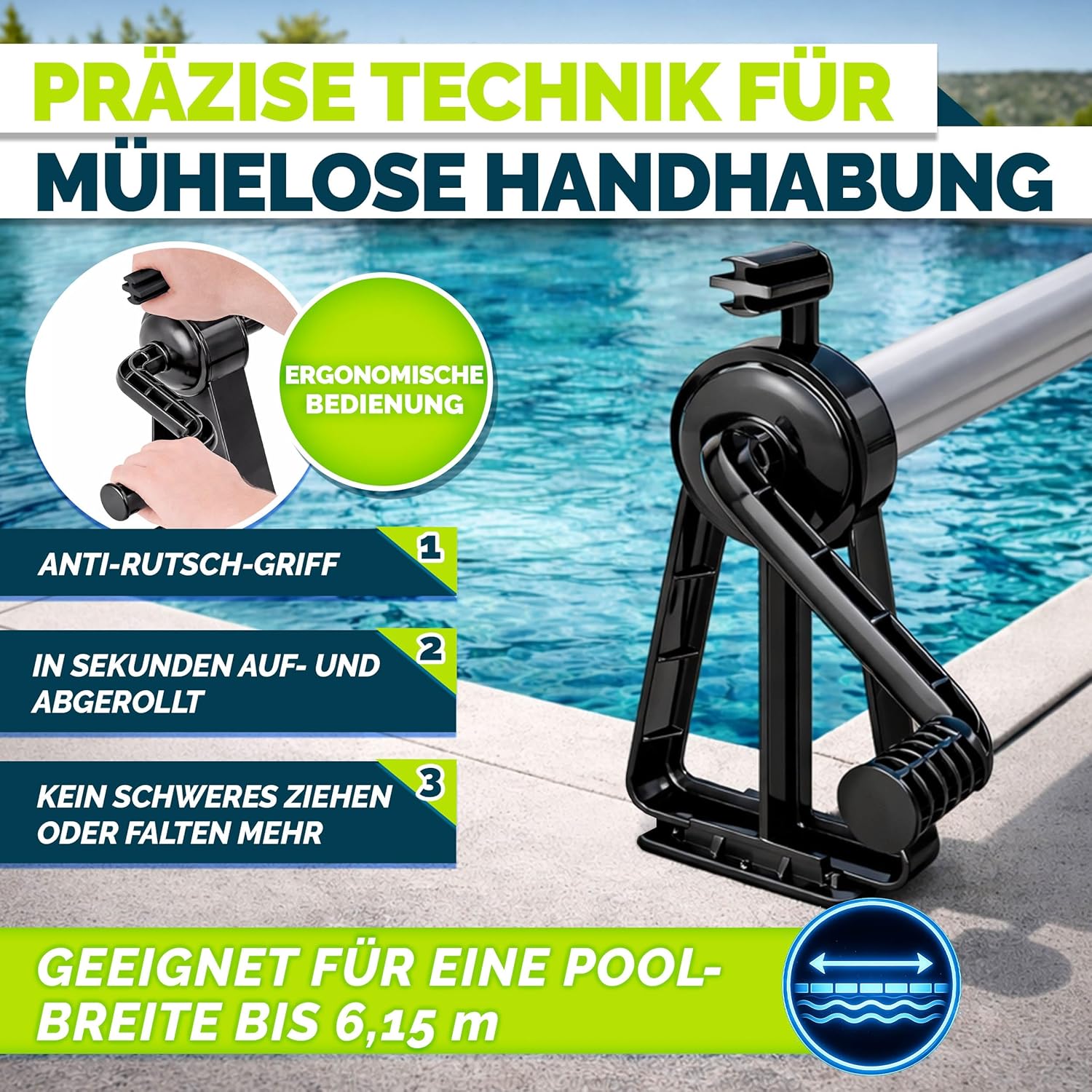 zwembad oproller 105tot 615 cm voor nop.folie zwart zwembad oproller 105tot 615 cm voor nop.folie zwart