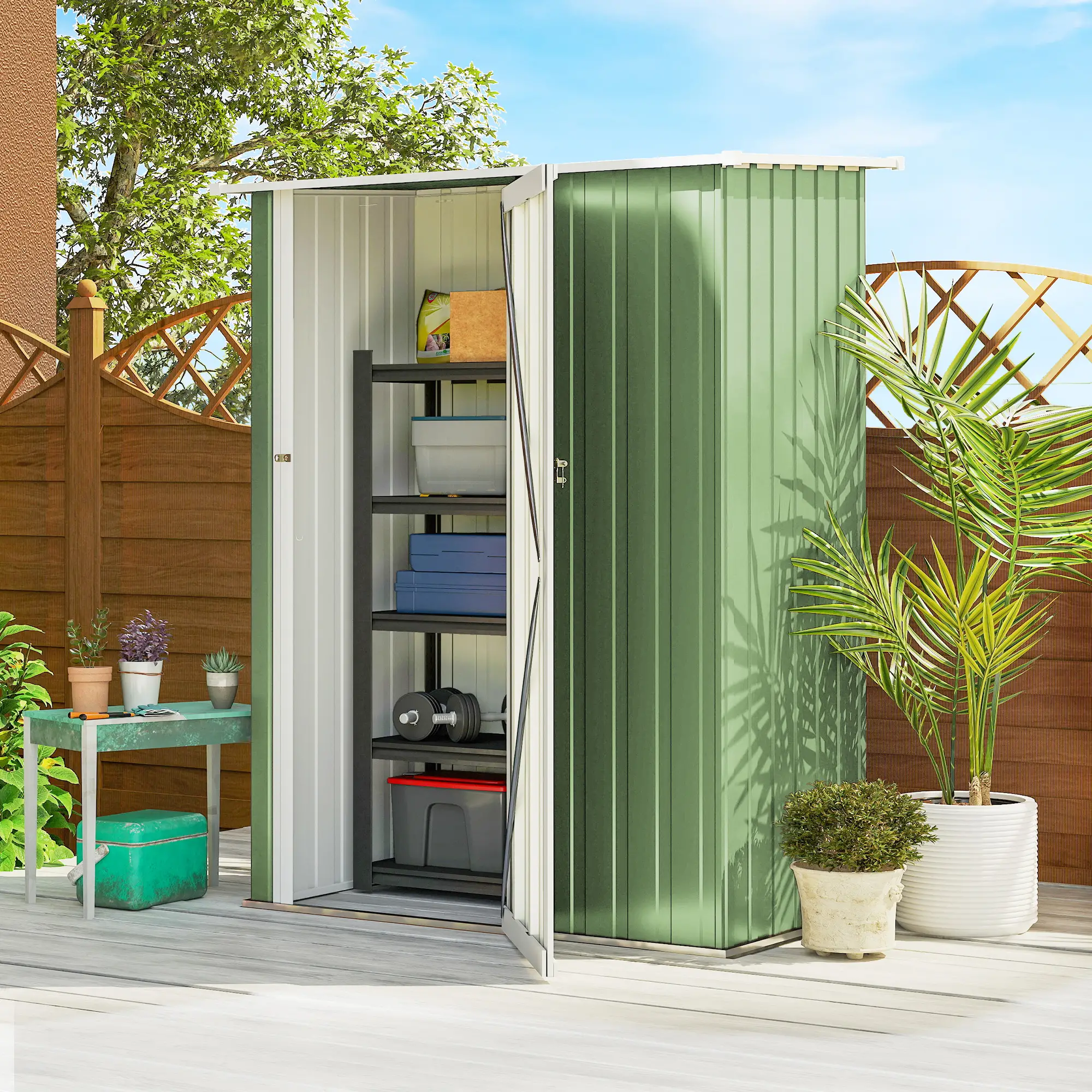 tuinkast costa rica metaal 140x85x190 cm groen tuinkast costa rica metaal 140x85x190 cm groen