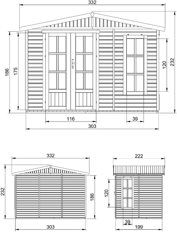 tuinhuis roland – 335×325 cm onbehandeld tuinhuis roland – 335×325 cm onbehandeld