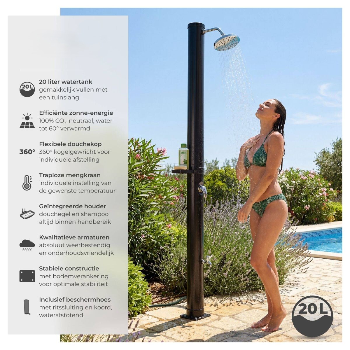 buiten/solardouche 20 ltr kunststof type ti zwart buiten/solardouche 20 ltr kunststof type ti zwart