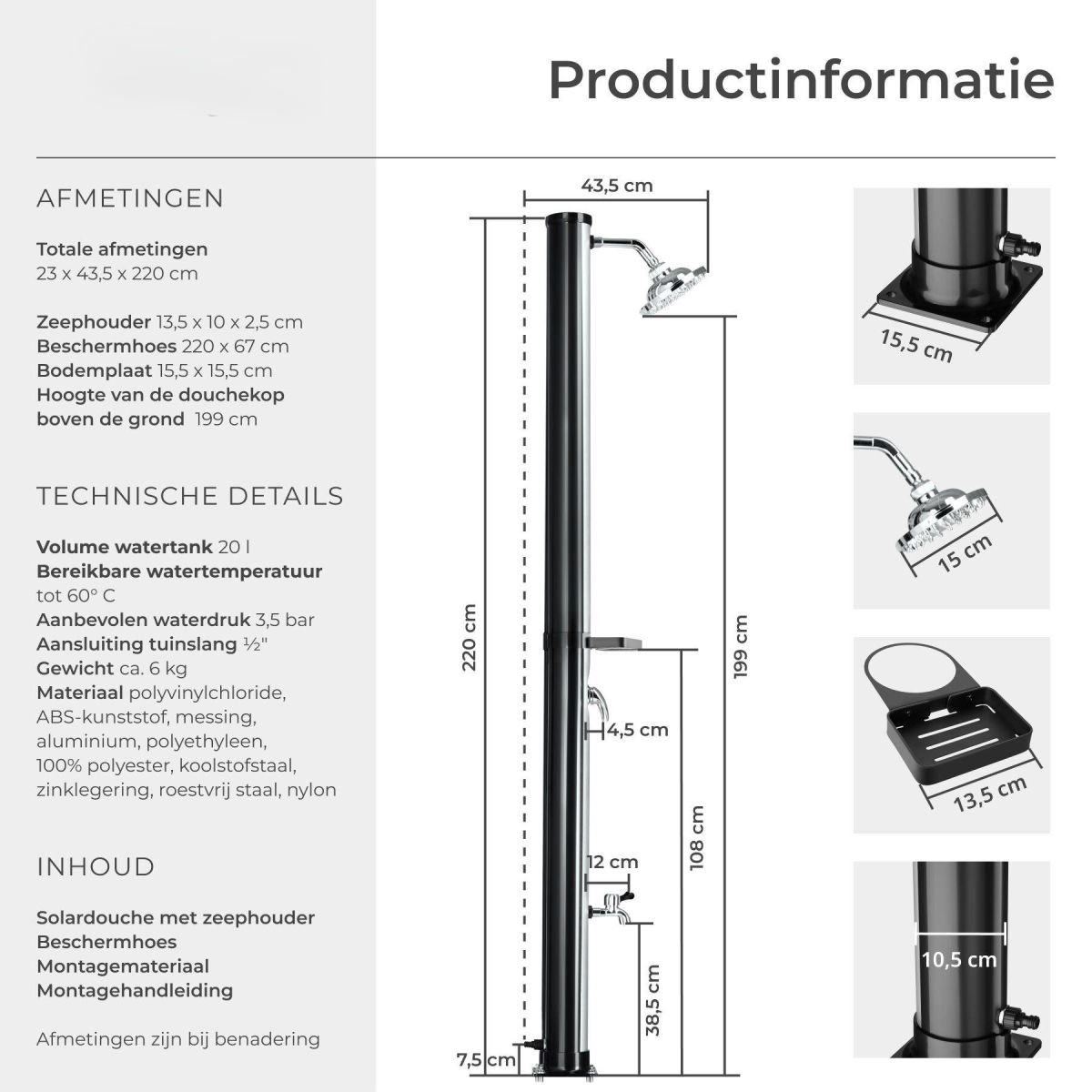 buiten/solardouche 20 ltr kunststof type ti zilver buiten/solardouche 20 ltr kunststof type ti zilver