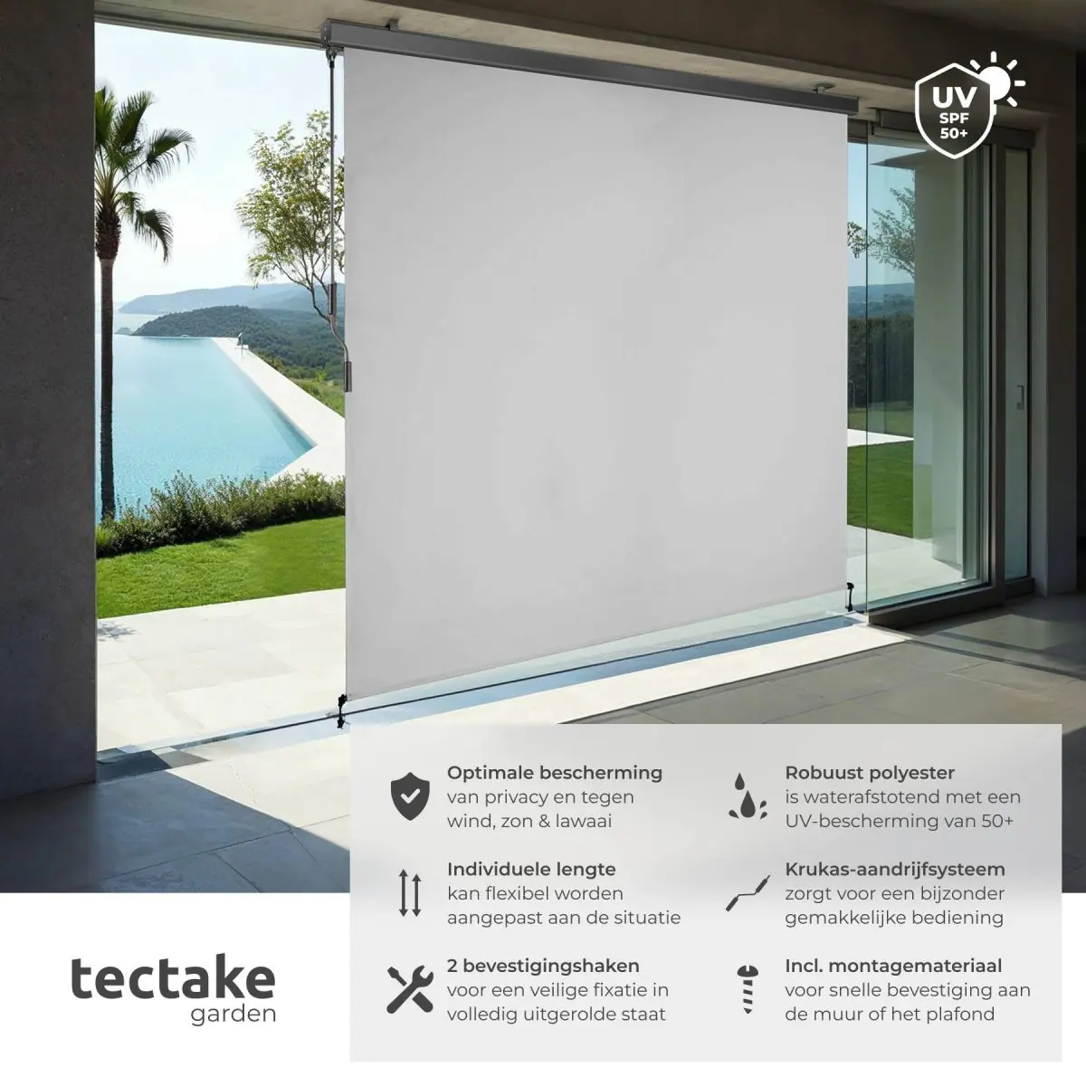zonneschermen – verticaal hangend – 140×250 cm – lichtgrijs zonneschermen – verticaal hangend – 140×250 cm – lichtgrijs