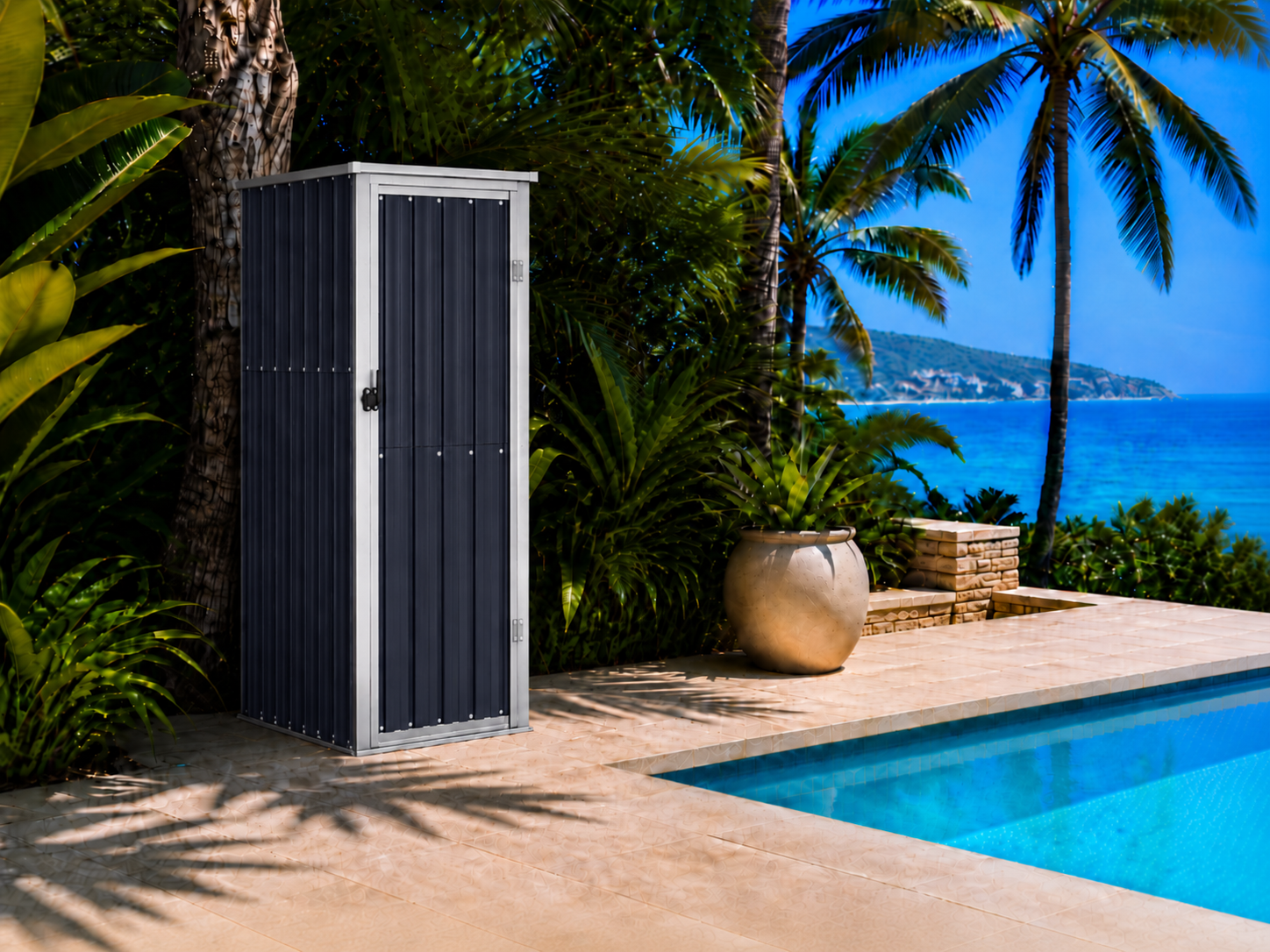 Tuinkast - Curacao - Metaal - 90x90x160 cm - antraciet tuinkast curacao metaal 90x90x160 cm antraciet