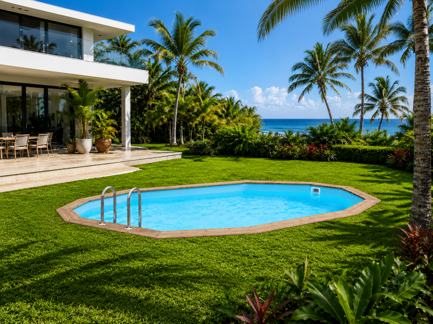 Luxe houten zwembad - Daaibooi Beach - 563x352x124 cm luxe houten zwembad daaibooi beach 563x352x124 cm