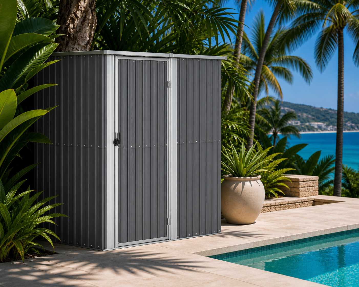 Tuinkast Metaal - Sint Maarten - Metaal - 180x100x210 cm - antra. tuinkast metaal 180x100x210 cm