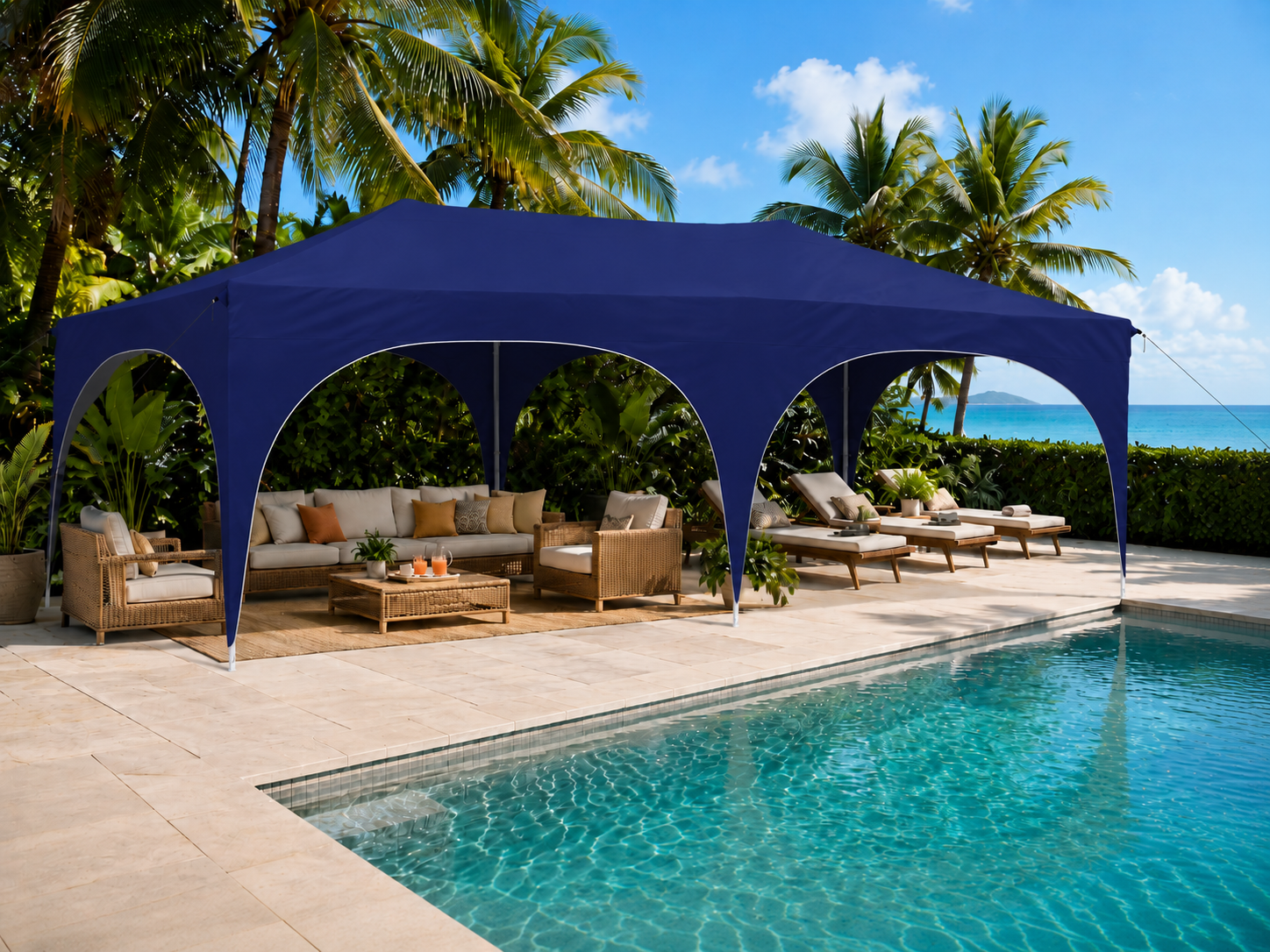 Pop-up Partytent - 575x288x245 cm - Blauw - Oxford Stof pop up partytent 575x288x245 cm blauw oxford stof
