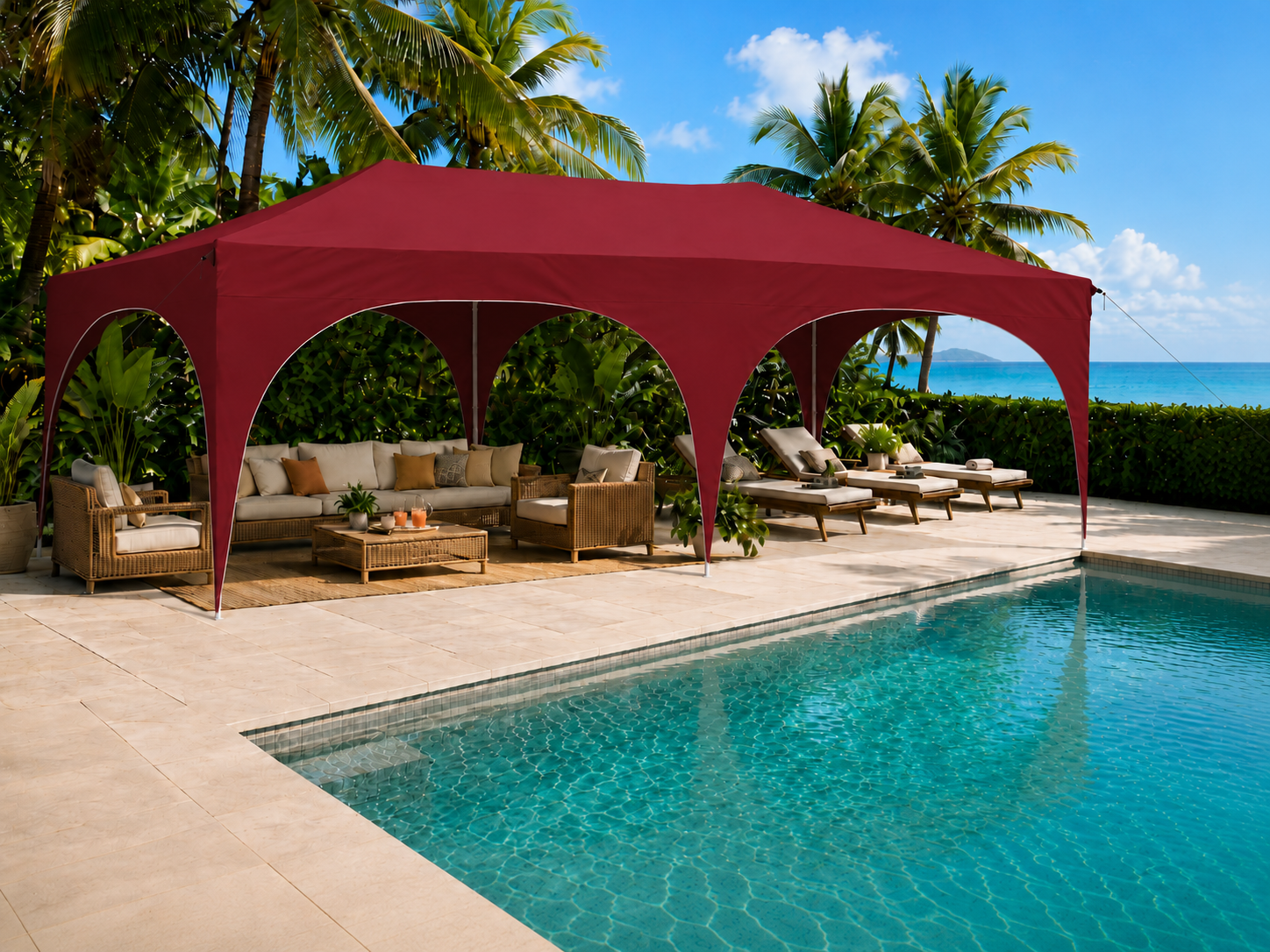 Pop-up Partytent - 575x288x245 cm - Rood - Oxford Stof pop up partytent 575x288x245 cm rood oxford stof