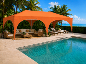 pop up partytent 575x288x245 cm oranje oxford stof