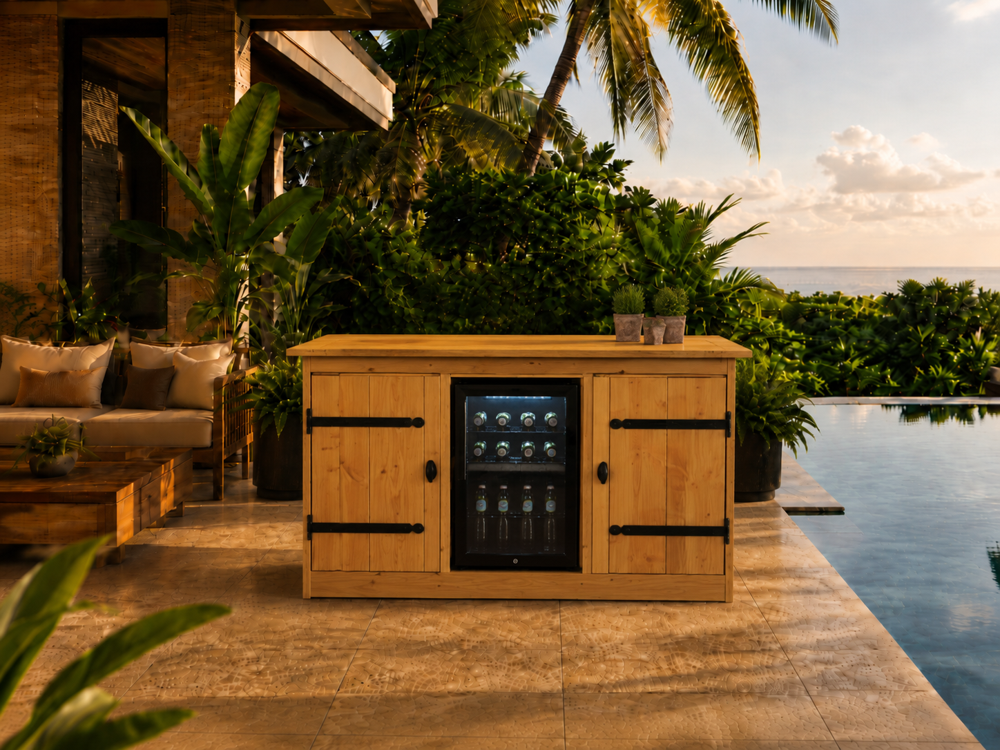 Buitenkeuken Hawaii – 70 Liter Koelkast – Douglas Hout - Prijs op aanvraag buitenkeuken hawaii – 70 liter koelkast – douglas hout