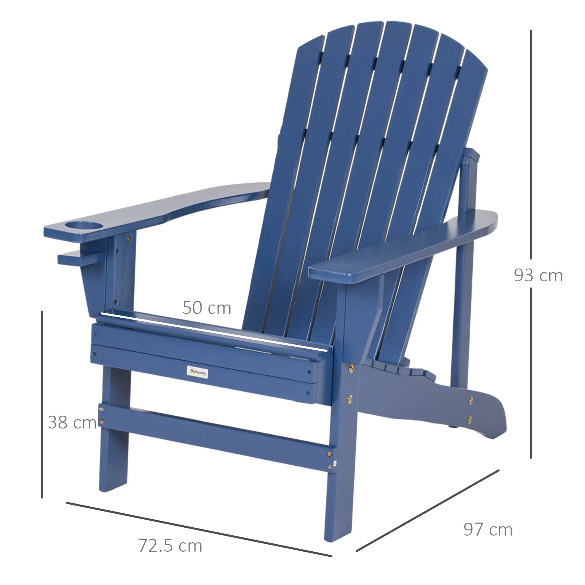 andirondack fauteuilstoel 72x94x93 cm (bxdxh) blauw andirondack fauteuilstoel 72x94x93 cm (bxdxh) blauw