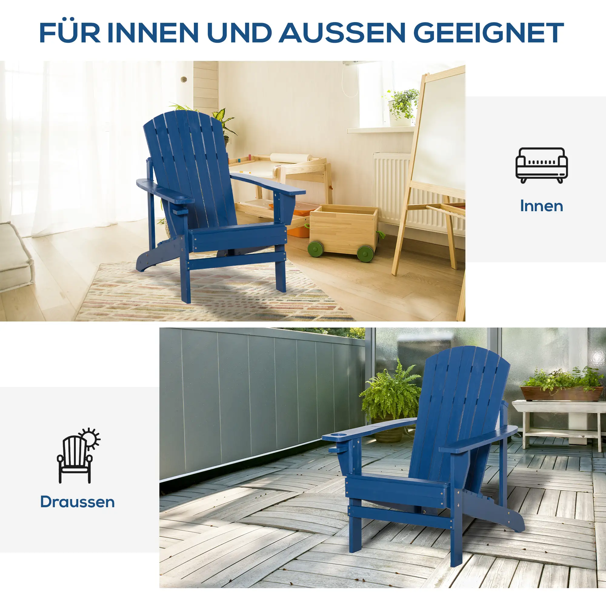 andirondack fauteuilstoel 72x94x93 cm (bxdxh) blauw andirondack fauteuilstoel 72x94x93 cm (bxdxh) blauw