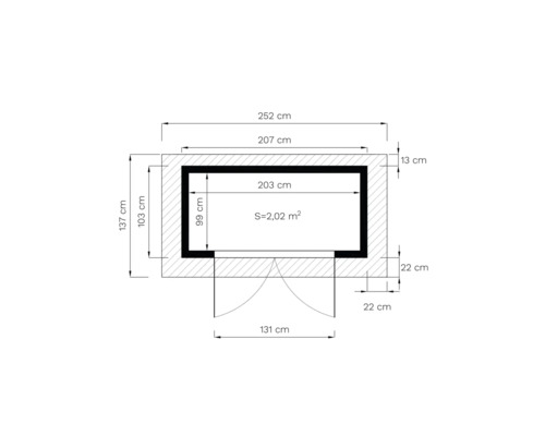 tuinhuis angelica – 252×137 cm onbehandeld tuinhuis angelica – 252×137 cm onbehandeld
