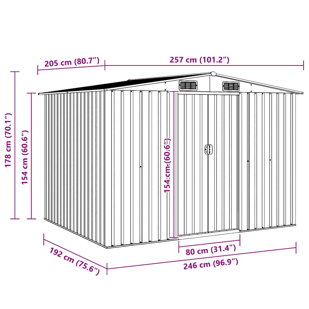 tuinhuis metaal 257x205x178 cm (bxdxh) donkerbruin tuinhuis metaal 257x205x178 cm (bxdxh) donkerbruin