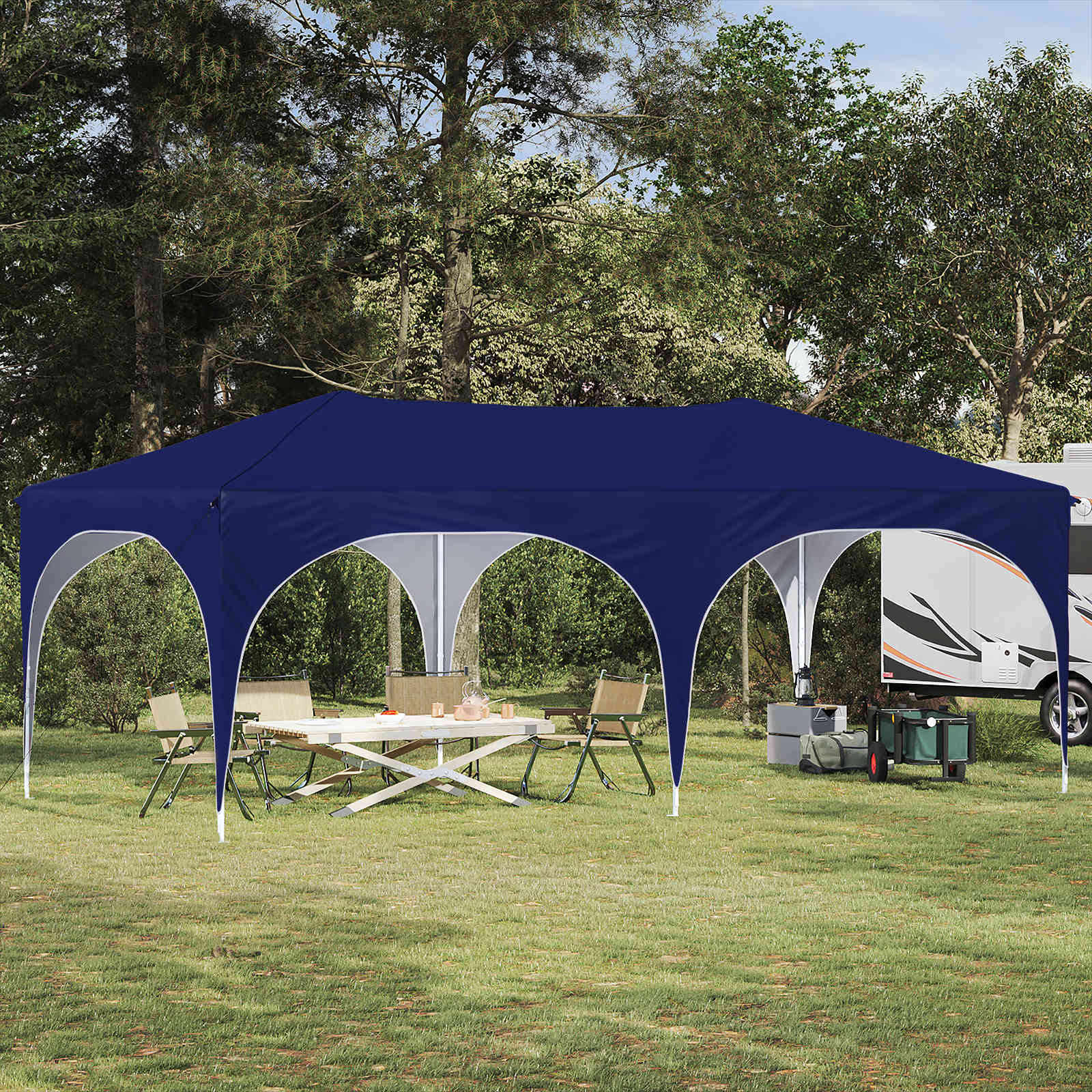 pop up partytent 575x288x245 cm blauw oxford stof pop up partytent 575x288x245 cm blauw oxford stof