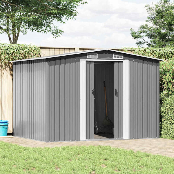 tuinhuis metaal 257x205x178 cm grijs tuinhuis metaal 257x205x178 cm grijs