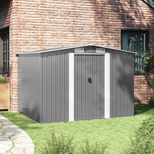 tuinhuis metaal 257x205x178 cm grijs tuinhuis metaal 257x205x178 cm grijs