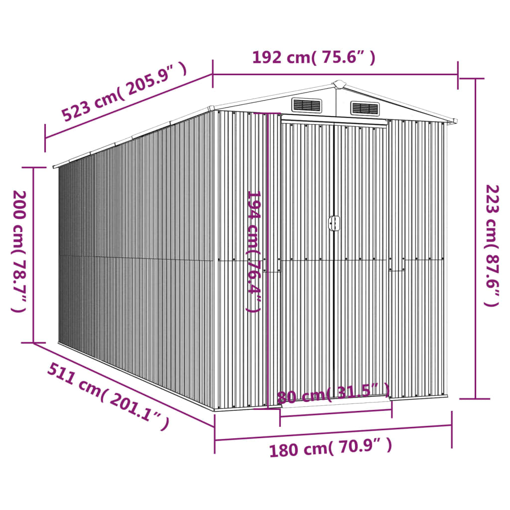 tuinberging – 192x191x223 cm – gegalvaniseerd staal – groen tuinberging – 192x191x223 cm – gegalvaniseerd staal – groen