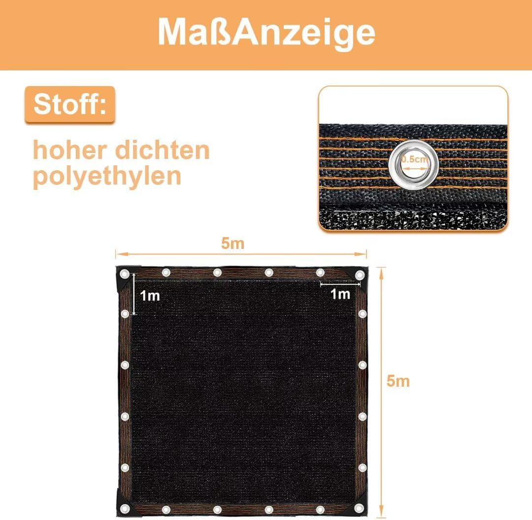 schaduwnet met ogen 70% schaduw 500x500 cm zwart schaduwnet met ogen 70% schaduw 500x500 cm zwart