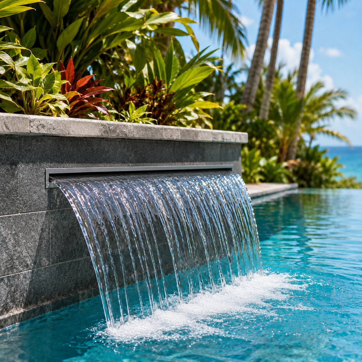 Zwembadwaterval - zonder LED - 90 cm - RVS zwembadwaterval zonder led 45 cm rvs