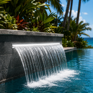 zwembadwaterval met led 110 cm rvs