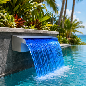 zwembadwaterval met rgb led 110 cm rvs
