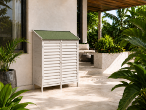 tuinschuur met dak wit 106x56x113,5 cm massief vurenhout