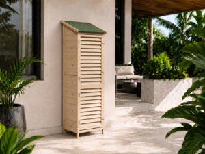 tuinschuur met dak naturel 59x56x176,5 cm massief vurenhout